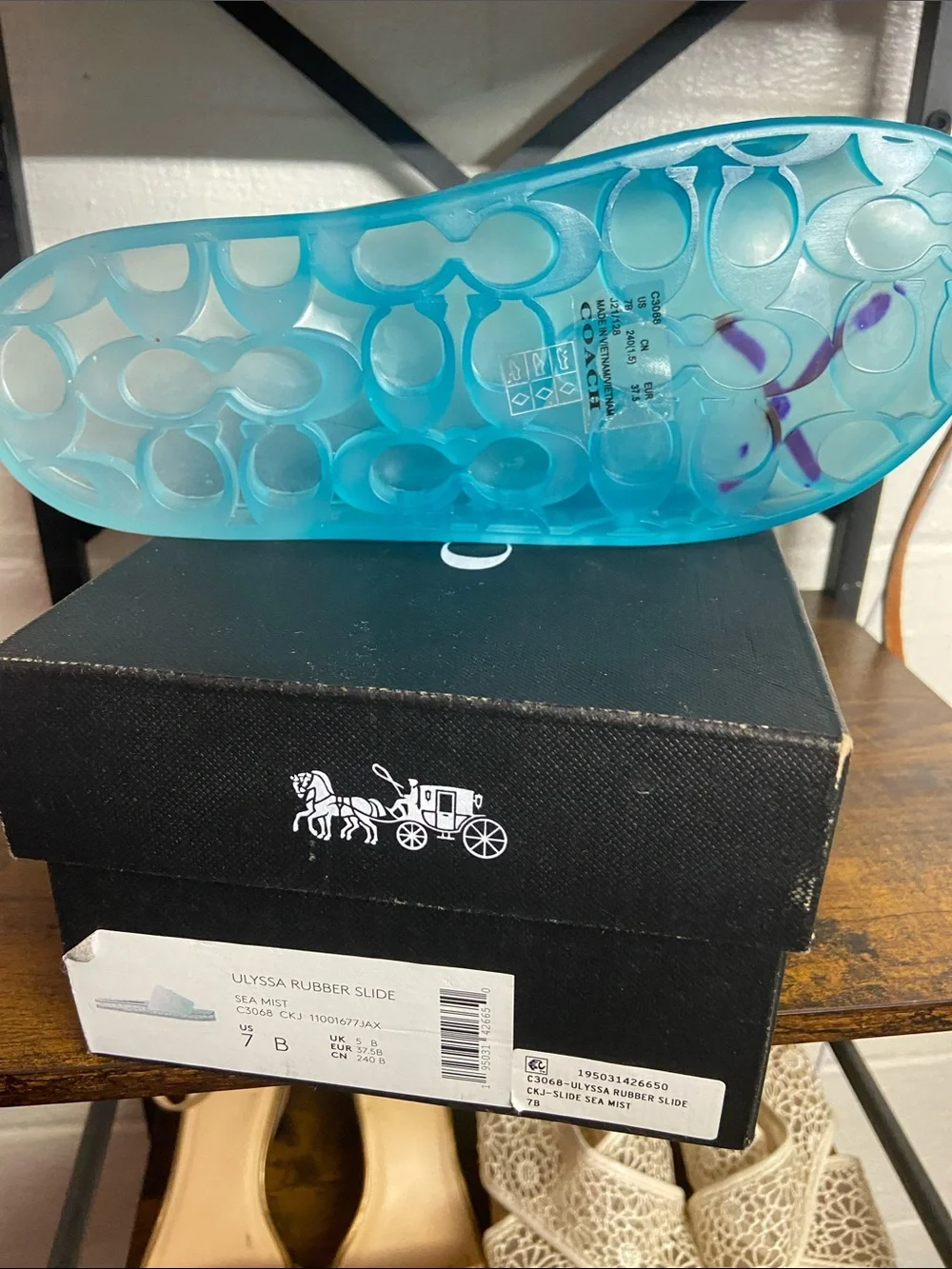 Coach Teal Blue Jelly Slide Sandals